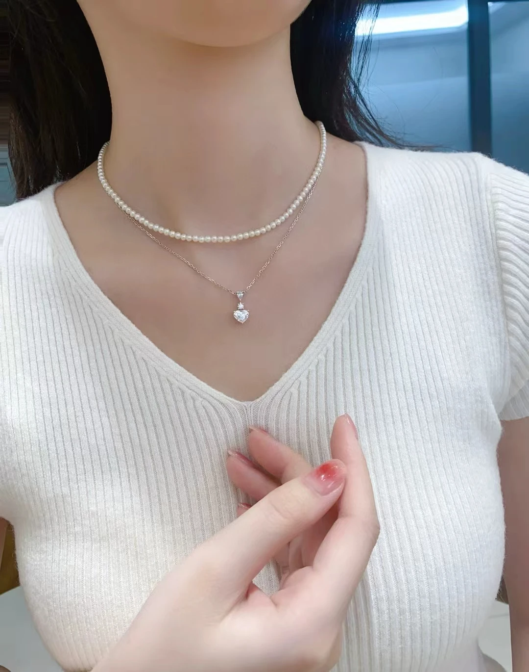 14K Gold Lab-Grown Diamond CVD HPHT Heart-Shaped 1CT 3-Stone Pendant Valentine's Day Gift Fashion Jewelry Necklace Custom Wholes