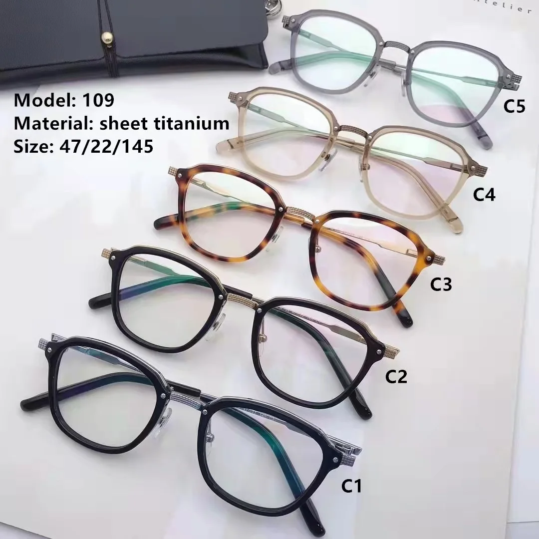 

Functional aesthetic glasses frame men myopia glasses women eyebrow line square large frame pure titanium glasses frame