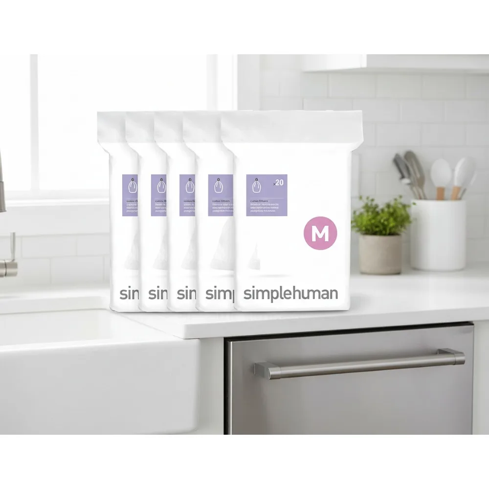 

Custom Fit Drawstring Trash Bags, 45 Liter / 11.9 Gallon, White - Durable & Easy Dispense