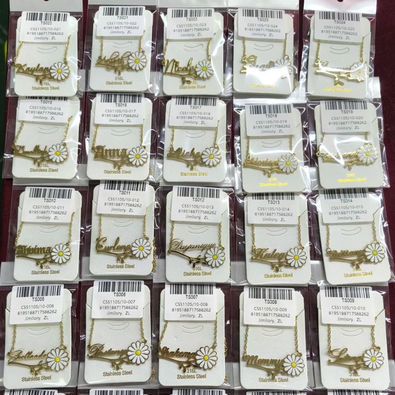 قلادة Goxijite Tredny الملونة المخصصة باسم الزهور للنساء والفتيات مخصصة لحفلات أعياد الميلاد وإكسسوارات الهدايا