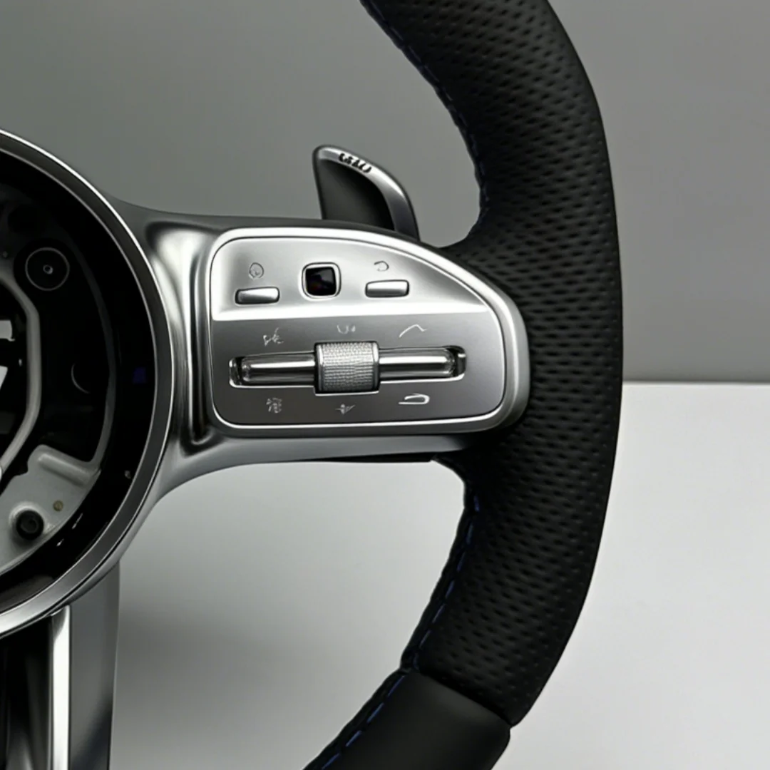 Car Leather Steering Wheel for Mercedes Benz AMG W204 W205 W212 W213 W221 W222 W245 W177 C63 G63 a B C E G Class C218 C219 C257 view 4