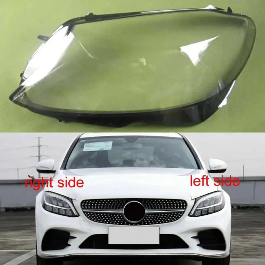 For Mercedes Benz W205 C180 C200 C260L C280 C300  2019 - 2021 Headlamp Cover Transparent Lampshade Headlight Shell Plexiglass