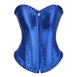 Victorian Corset Bustier Satin Overbust Burlesque Corset Costume Plus Size Strapless Corsets for Women Fashion Purple White