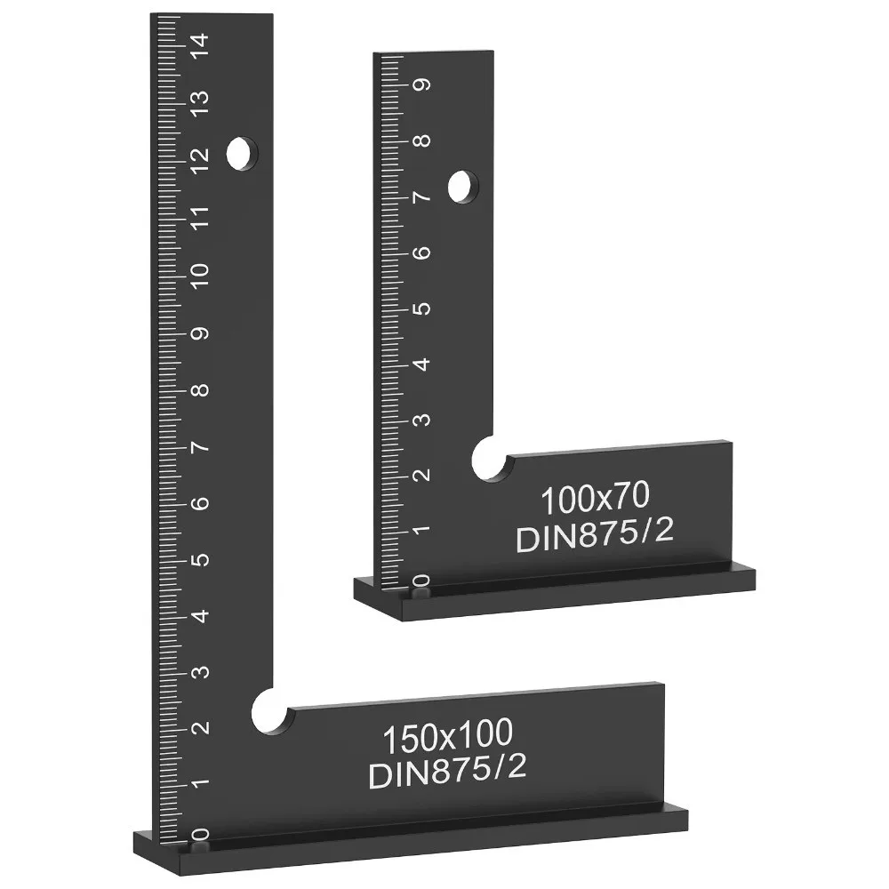 

2Pcs Portable Engineer Square Ruler Machinist Square 90 Degree Right Angle Ruler Aluminum Alloy Precise Carpenter Measuring Tool