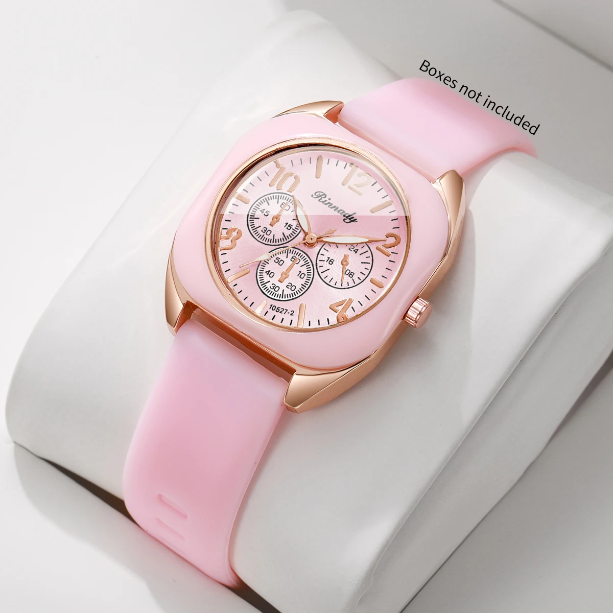 Fashion Women Square Quartz Watch Pink Silicone Strap Decorative Three Dials Sports Wristwatches Relogio Feminino（Without Box）