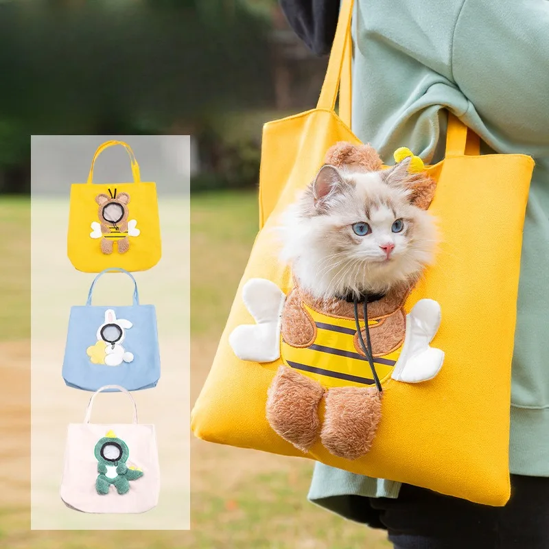 

Pet Carrier Bag Canvas Shoulder Carrying Bag Soft Breathable Adorable Travel Bag Adjustable Escape-proof Tote Bags Pet Supplies