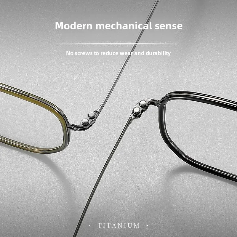 إطارات نظارات الأعمال المصممة من التيتانيوم، وزن الريشة 8 جرام بدون ضغط، طلاء IP دقيق، خالي من الحساسية، متين بدون براغي