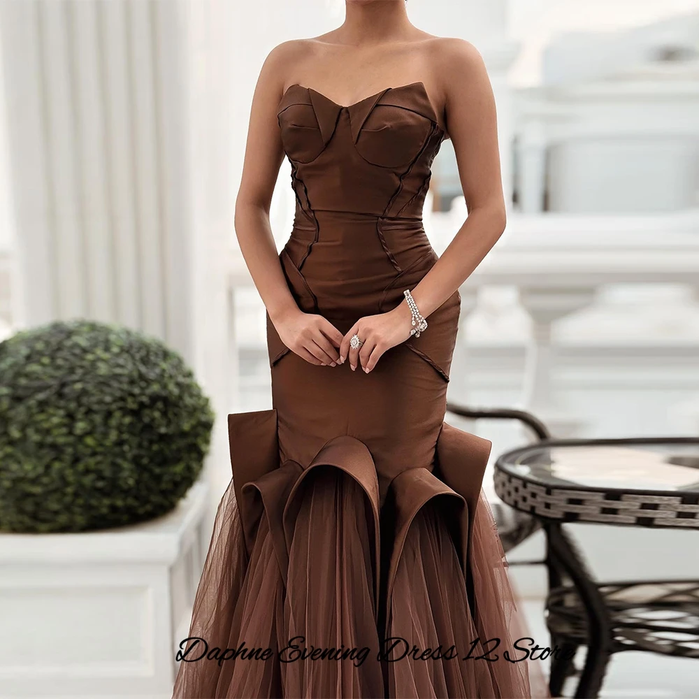 Elegant Sweetheart Tulle Evening Dresses Customized Prom Dress Luxury Mermaid Sweep Train Saudi Special Occasion Party Gowns image 3