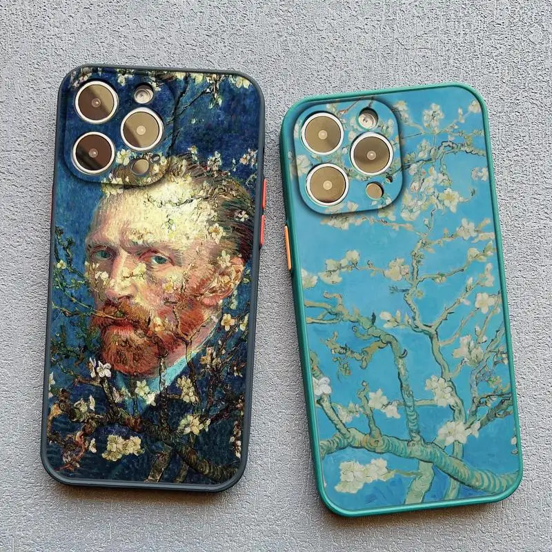 Retro Van Gogh Oil Paint Phone Case For iPhone 16 15 11 13 12 14 Pro MAX 14 Plus 7 8 Plus XR XS X Vintage Shockproof Cover Funda