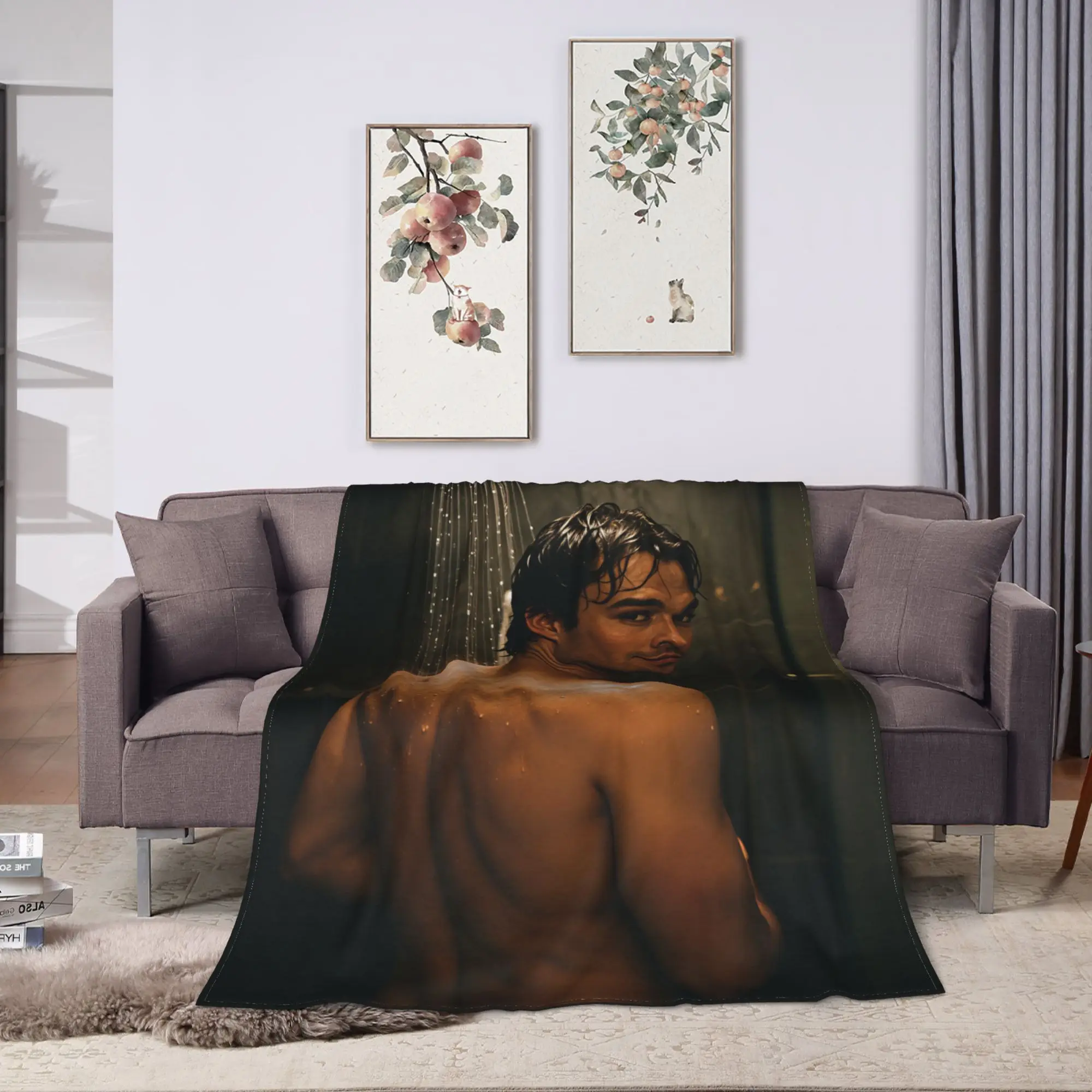 Vampire Diaries Damon Klaus  Flannel Blanket  Warm Soft Throw Blanket for Couch Bed Travel Funny Bedspread Sofa Bed Cover