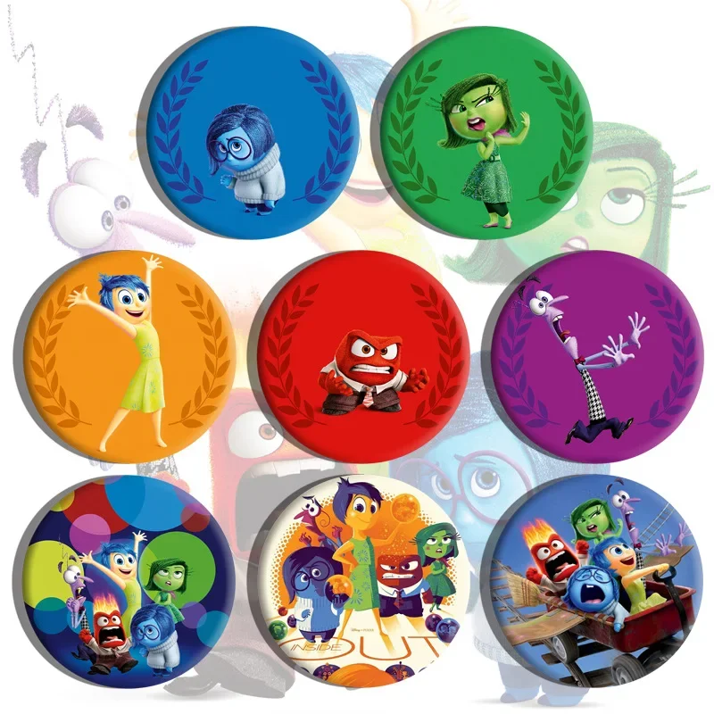 Disney Inside Out Cartoon Brooch Anime Badge Tinplate Brooch Badge Pendant Jewelry Accessories Children's Toy Gift 75MM