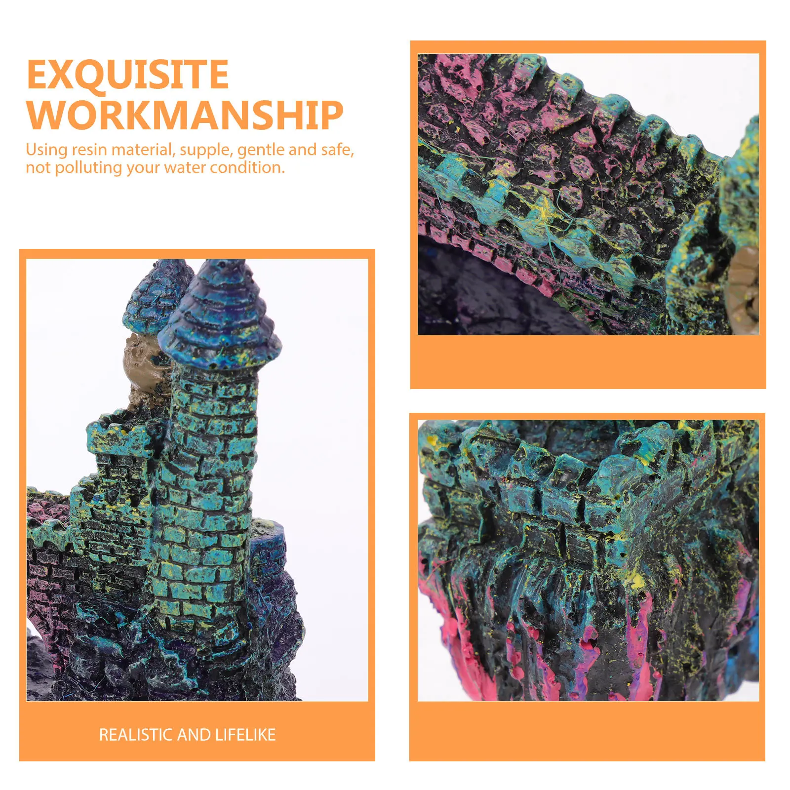 

1Set Aquarium Decoration Resin Castle Artware Fish Tank Castle Underwater Adorn Realistic Fish Tank Decor Ornament