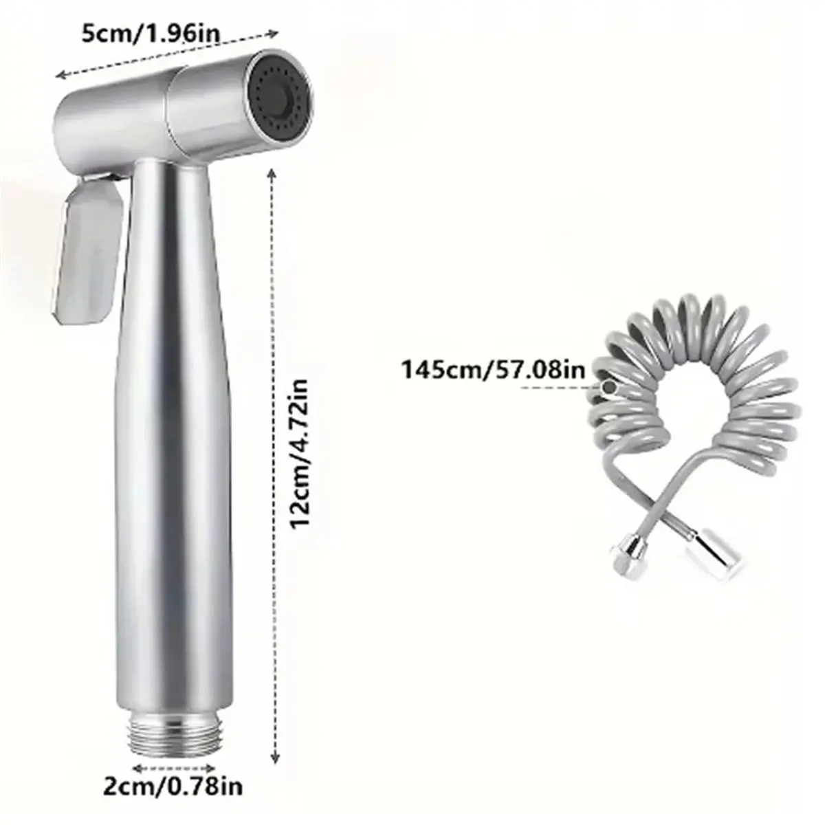 【COUNTDOWN DEAL】 High-Pressure Handheld Shower Kit - Stainless Steel Tool for Toilet Cleaning with 4.8-Inch Hose and Wall Mount
