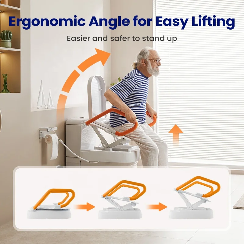 Electric Toilet Seat Lift Adjustable Height Bathroom Mobility Support Chair for Seniors Disabled Pregnant Use