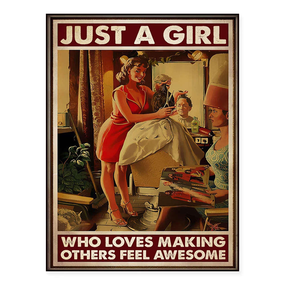Hair Stylist Hair Stylist Barber Poster Just a Girl Who Loves to Make Others Feel Great Poster Home Life Decor Poster
