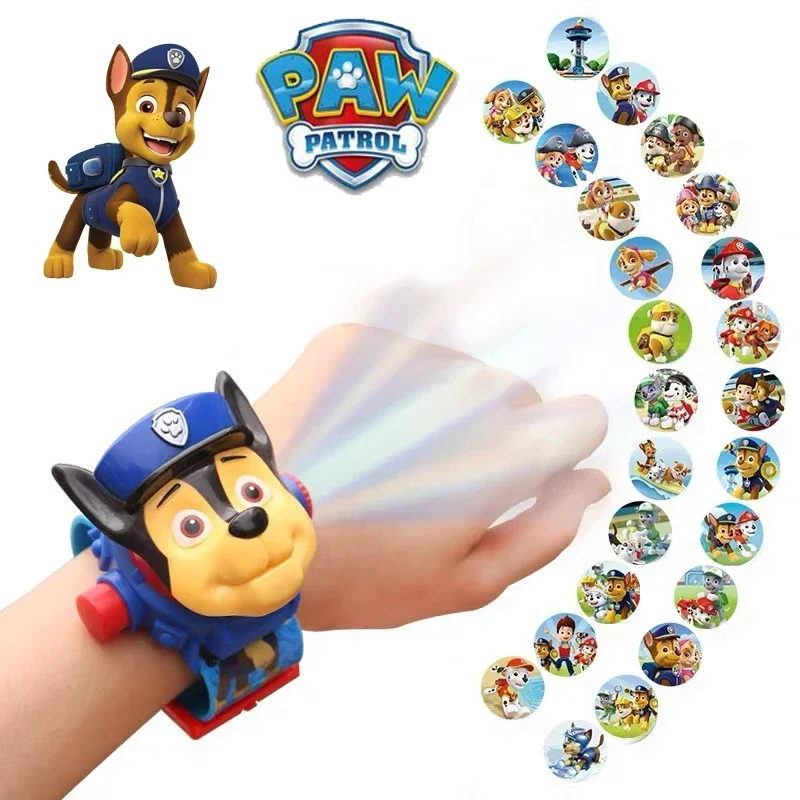 Reloj de juguete de la Patrulla Canina para niños, reloj Digital de proyección 3D de Anime de dibujos animados, figura de acción de cachorro, modelo