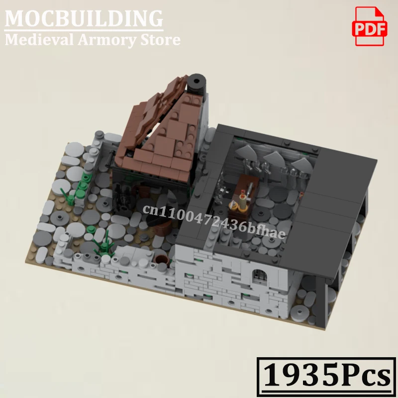 모듈형 중세 주택 무기창 철공 모델 MOCBUILDING 창의적인 브릭 건축 브릭 장난감 선물