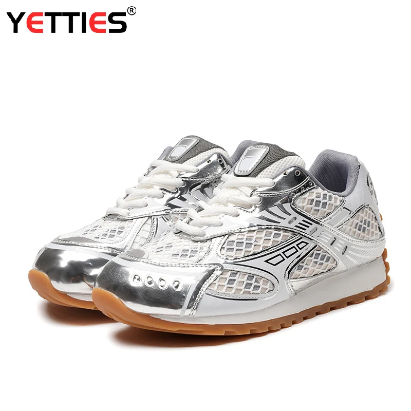 2024 Spring Clunky Sneaker Dad Shoes Lace up Couple Running Shoes Mesh Breathable Casual Anti-slip Sports Shoes Buty z miękką podeszwą