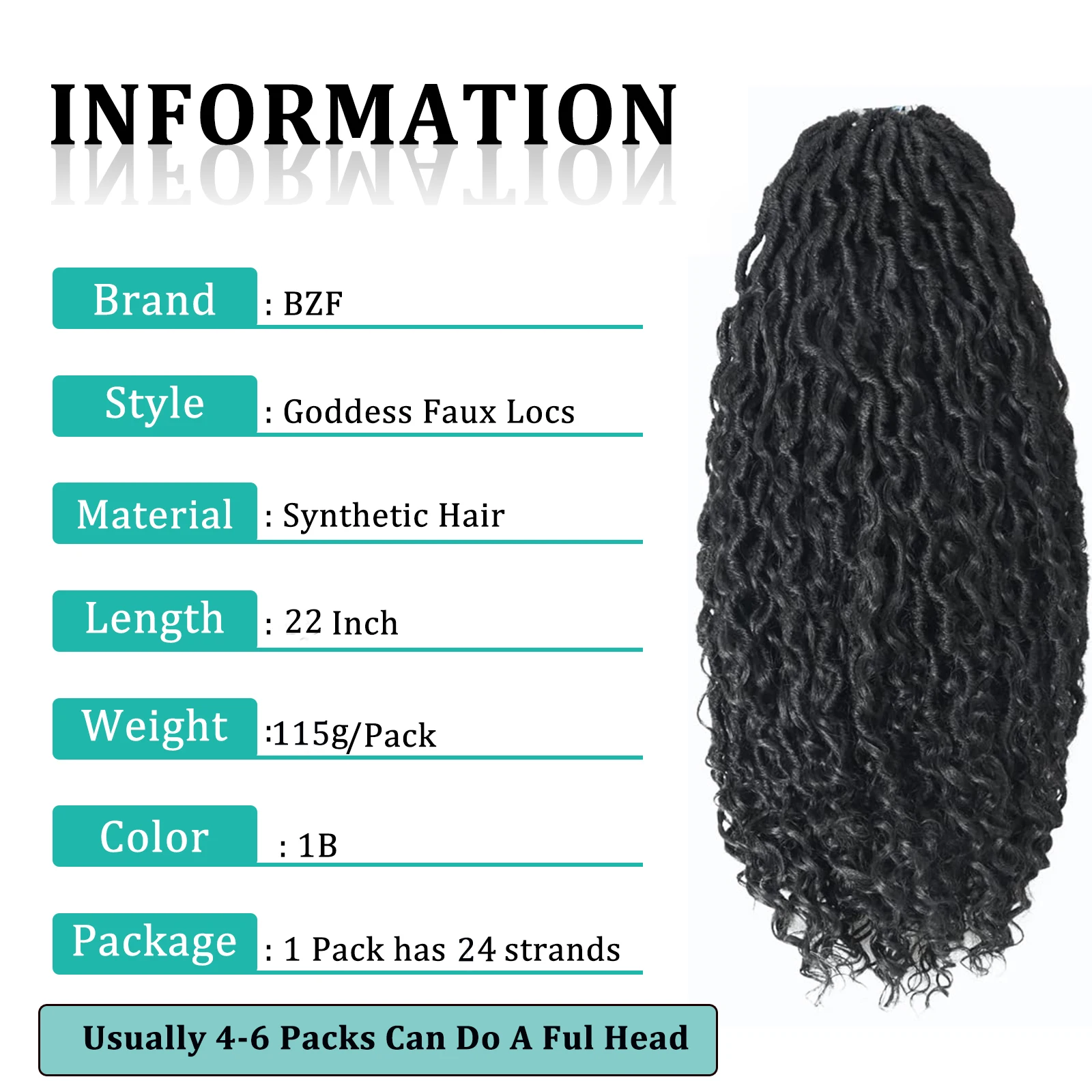 22Inch Goddess Faux Locs Crochet Hair Braids Curly Ends Dreadlocks Hair Synthetic Braiding Hair Extensions Pre Looped For Women