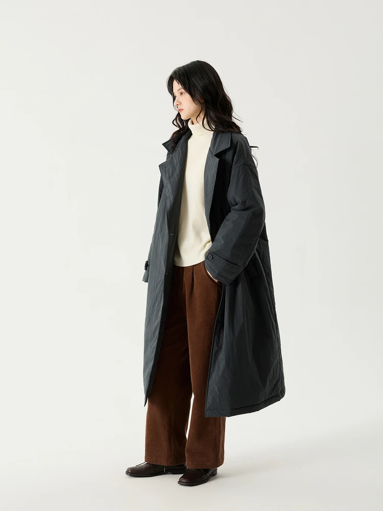 

Свободный хлопковый жилет-пальто с поясом, утепленный, однотонный, для зимы, без бренда, женский