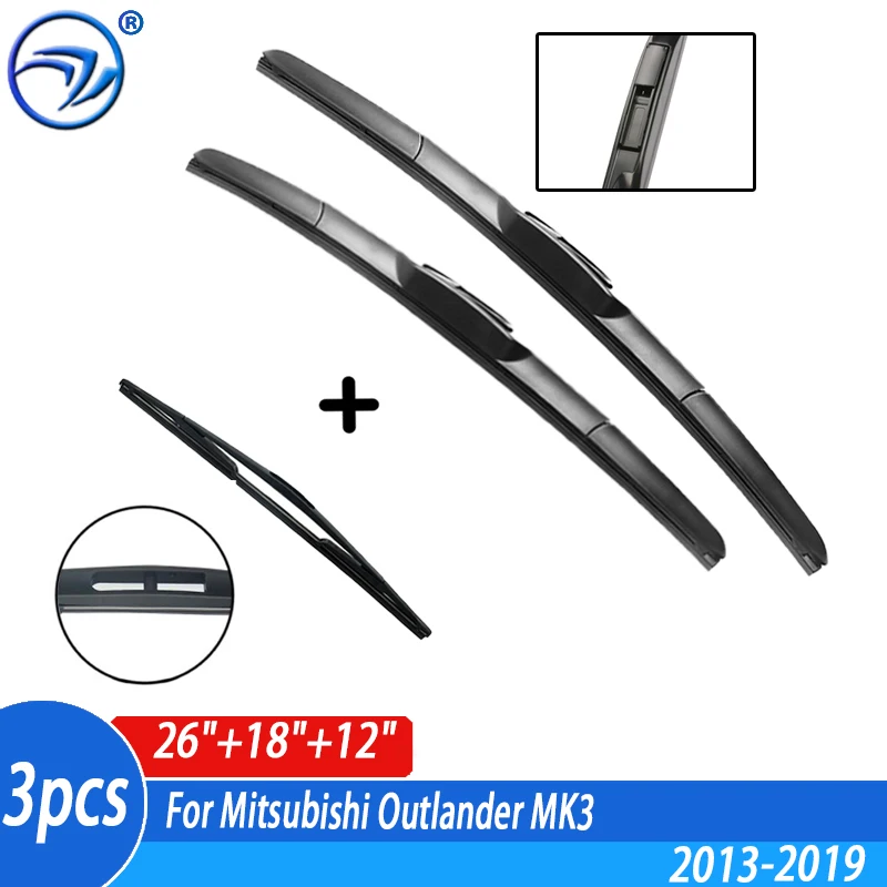 Wiper Front & Rear Wiper Blades Set For Mitsubishi Outlander MK3 2013 2014 2015 2016 2017 08 2019 Windshield Wiper 26\