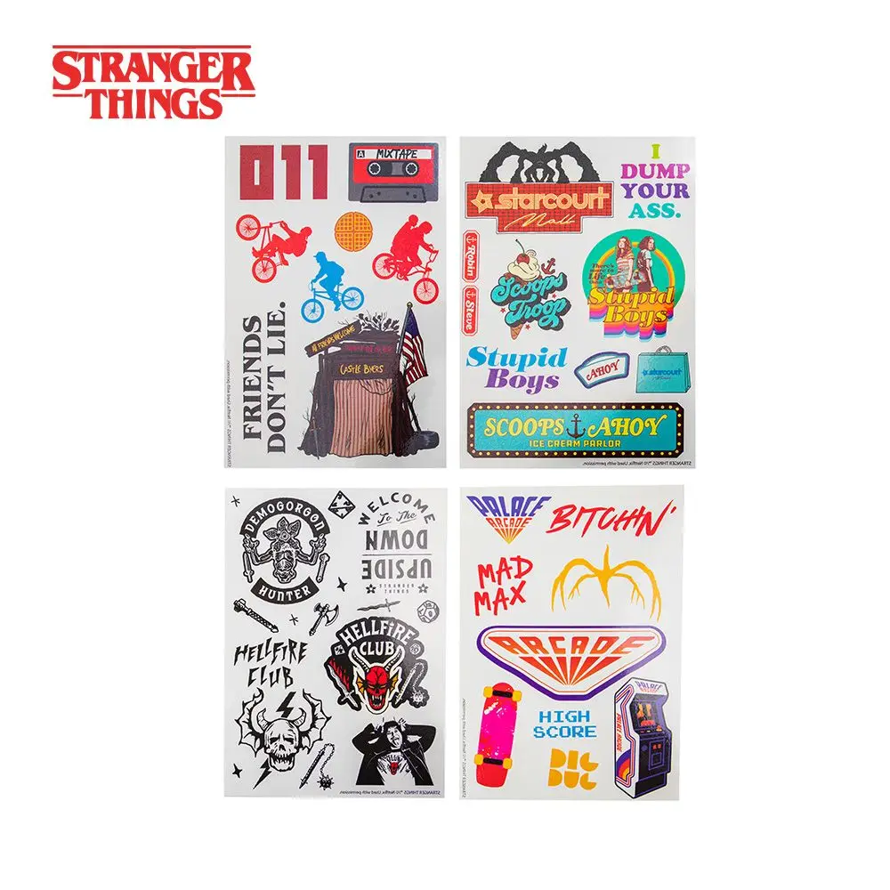 1 Set Offiziell lizenzierte Tattoo-Aufkleber von Stranger Things, bunte Cartoon-Aufkleber mit Wassertransfer, wasserdichte Körperdekoration – Detail 5