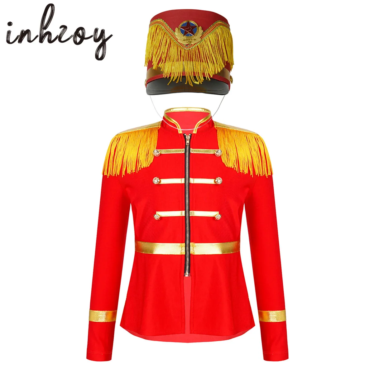 

Kids America Drum Suit Royal Soldier Marching Band Stylish Coat Jacket Uniform Set Halloween Carnival Party Drum Team Band Tops