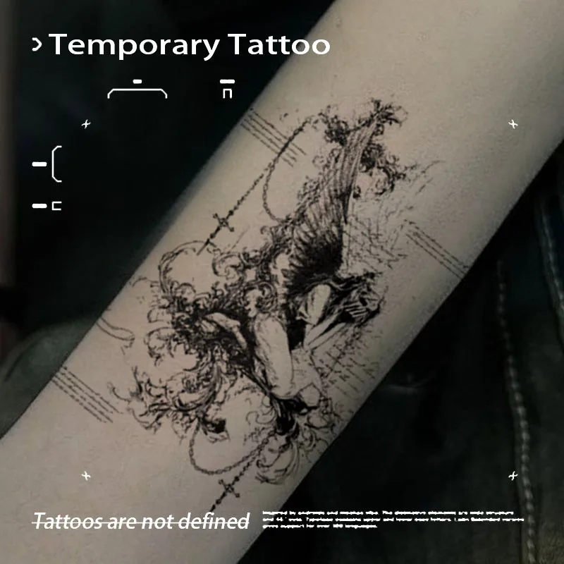 

Временная татуировка-наклейка в стиле ретро с изображением увядшего ангела, водонепроницаемая, для мужчин и женщин, подарок для вечеринки, Y2K