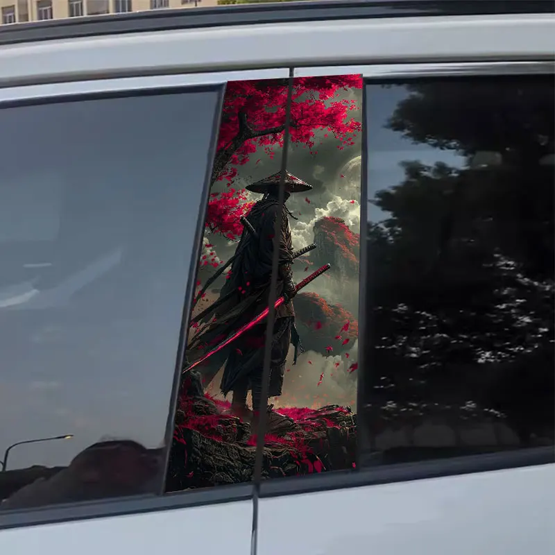 

2PCS JDM Samurai Car Stickers Auto B Pillar Waterproof Center Column Decoration Cover Scratches DIY Car Doors Pillar Decals