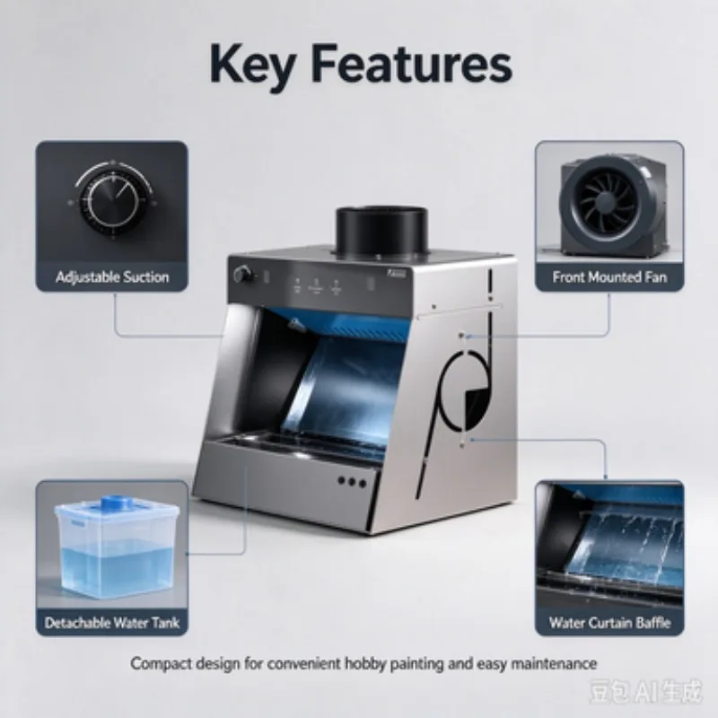Water Curtain Spray Booth for Model Painting, Home Airbrush Spray Workstation with Exhaust Fan for Figure Coloring