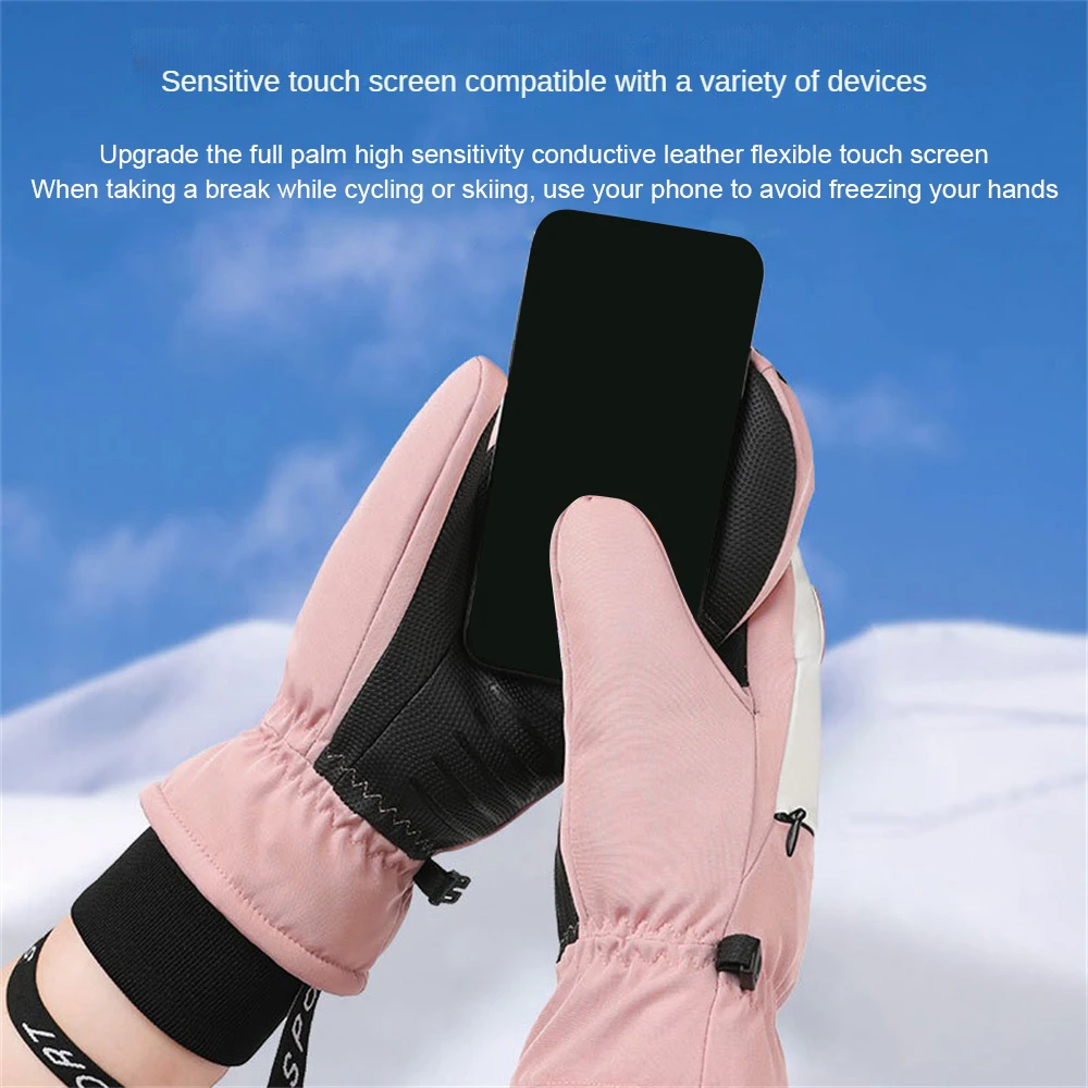 1/2PCS Ski Gloves Women Warm Winter Waterproof Skiing Snowboard Gloves Snowmobile Riding Motorcycle Outdoor Sports Cycling Snow