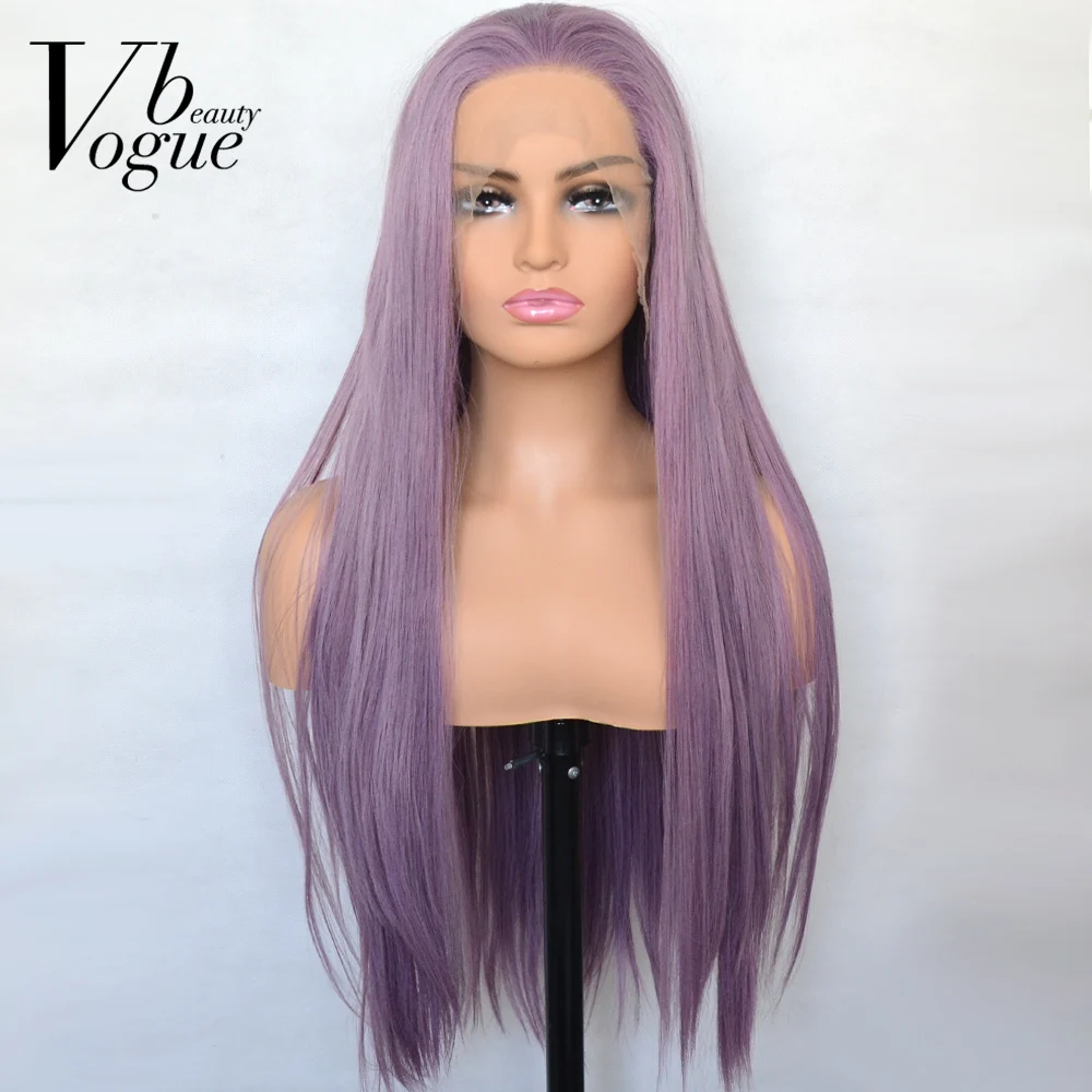 

Voguebeauty Mixed Purple Synthetic Lace Front Wig Silky Straight Heat Resistant Fiber Natural Hairline Cosplay For Women