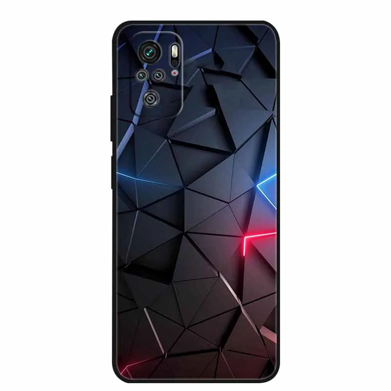 Per Xiaomi Redmi Note 10 4G Custodia nera TPU Paraurti Fiore stampato Cover morbida per Redmi Note10 5G 10T Note 10 Pro 10S Custodie per telefoni