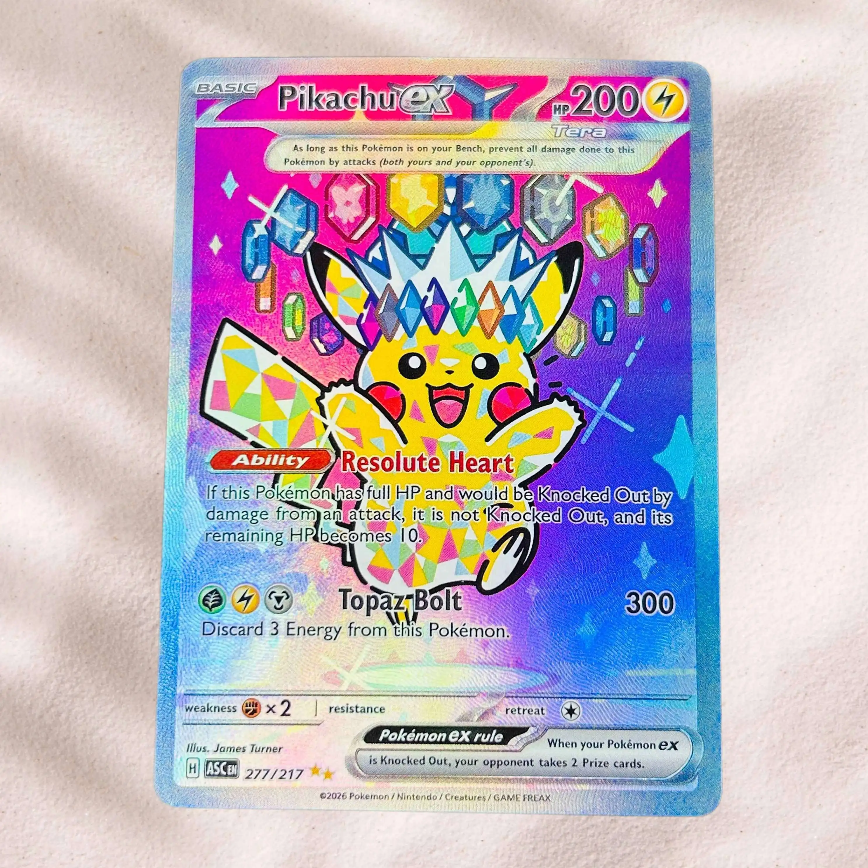 DIY Pokemon Pikachu ex 276/217 Holographic Texture English Version Premium Anime Collection Card Perfect Condition - view 5