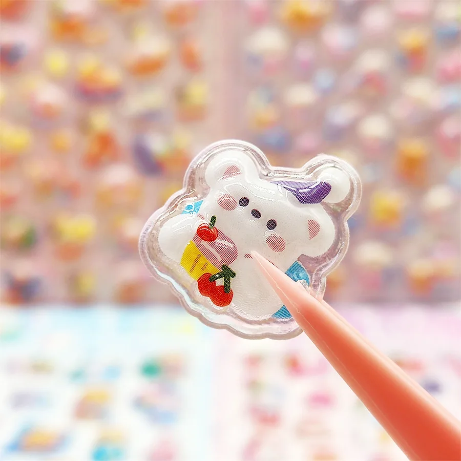 New 3D relief stickers featuring cartoon animals, decorative stickers for water bottles, and mobile phone decorations