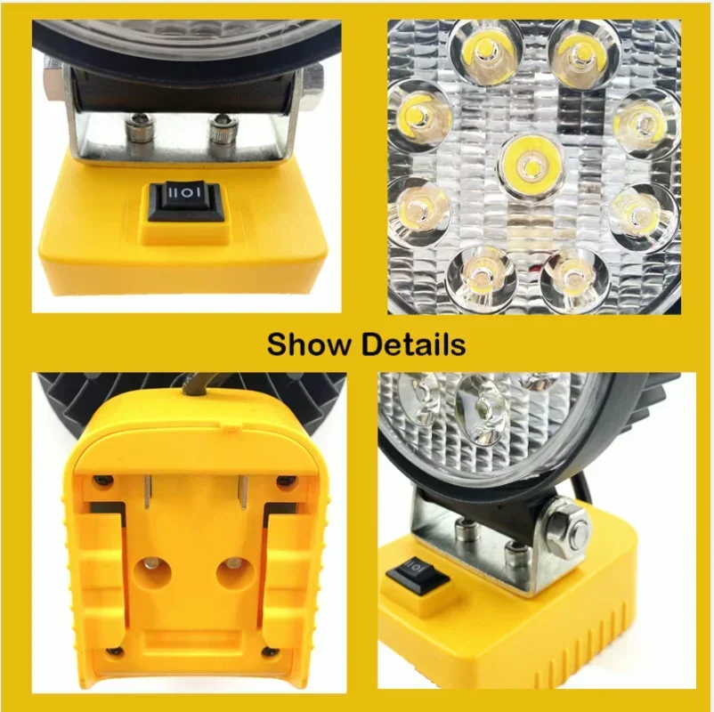 Imagem -06 - Portátil Cordless Led Work Light Luzes de Inundação para Dewalt 20v Bateria Oficina ao ar Livre Garagem de Emergência Pesca Camping Iluminação