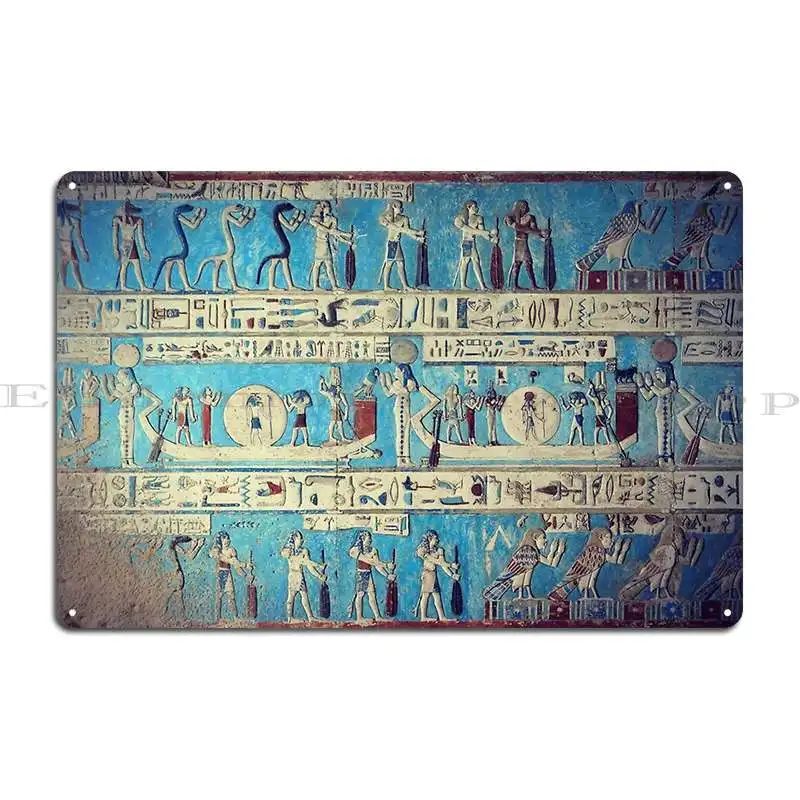 Egyptian Goddess And Gods Hieroglyphics Ancient Fresco Metal Plaque Custom Pub Bar Classic Wall Decor Tin Sign Poster