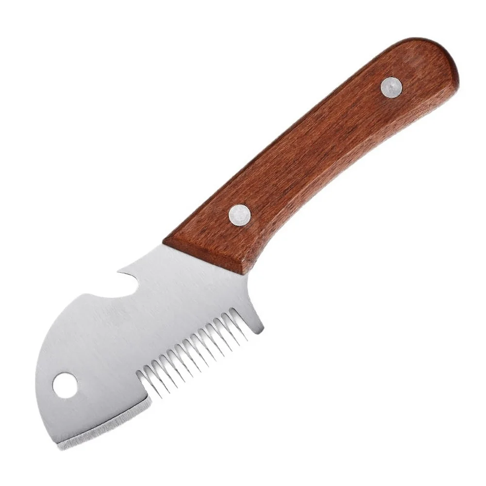 Stainless Steel Onion Cutting Tool with Wooden Handle for Prepping Onions Scallions Fruits and Opening Bottles
