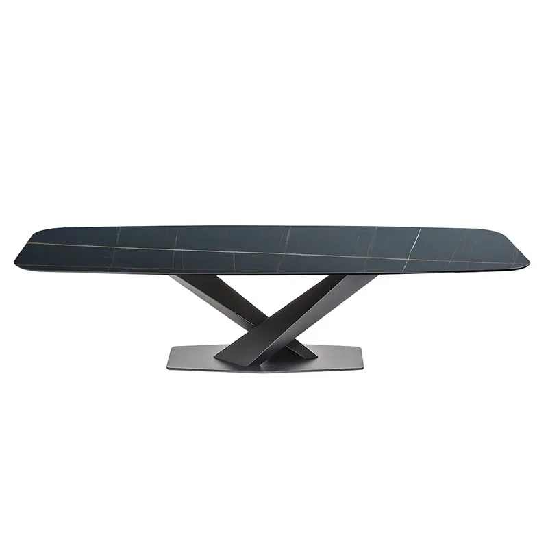 Nordic simple light luxury small apartment Delifeng eating rock slab restaurant table and chair combination rectangular