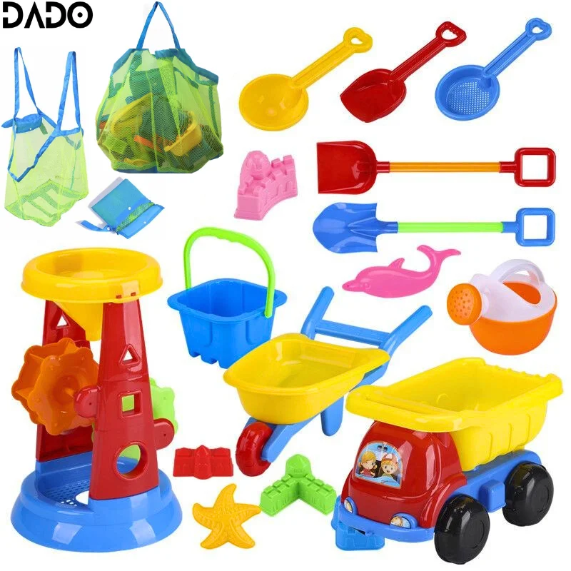 Beach Sand Toys Set Sand Water Wheel Beach Molds Bucket Shovel Snow Tool Kit Sandbox Outdoor for Toddlers Kids Girl Boy Mesh Bag