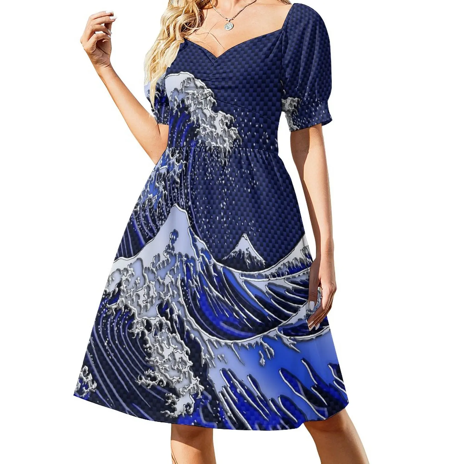 

The Great Hokusai Wave chrome carbon fiber styles Sleeveless Dress Summer dresses for women Dresses