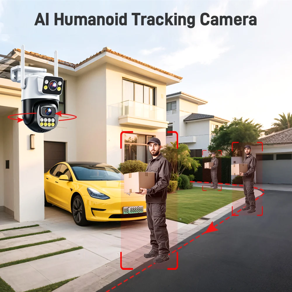 Yoosee 8MP Dual Lens 2 Screen WiFi Camera PIR Human Detection Auto Tracking IP66 Waterproof Outdoor Security CCTV Surveillance C