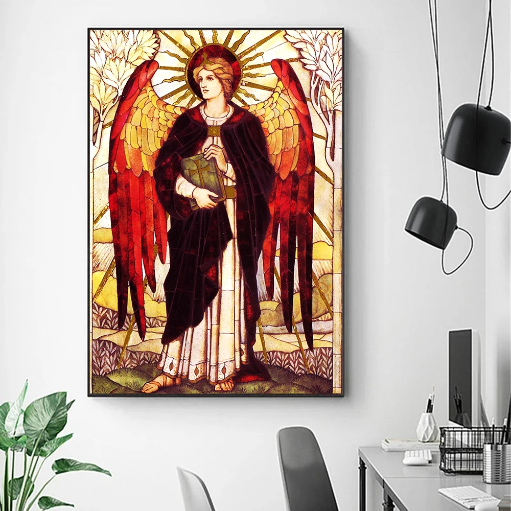 

Saint Uriel the Archangel Poster Vintage Religion Art Canvas Painting Classic Portrait Picture for Living Room Home Wall Decor