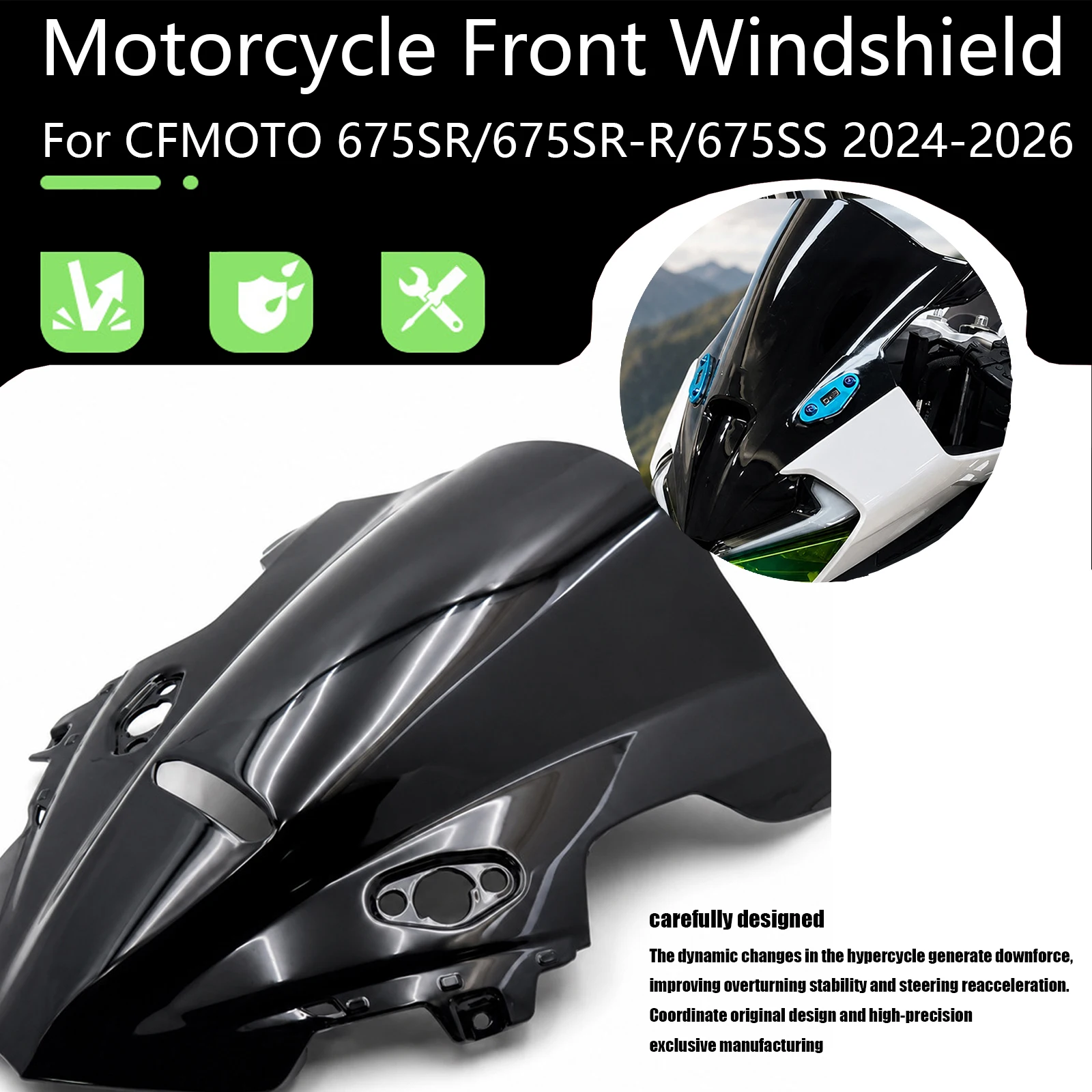 Motorcycle Accessories For CFMOTO 675SR-R 675SR 675 SR R CF675 2025-2026 Front Windshield Aerodynamics Windscreen Shield