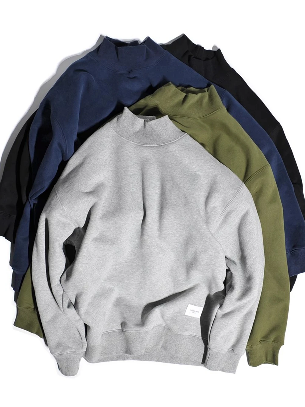 

Мужская толстовка с высоким воротником и флисовой подкладкой, свободного кроя, осенне-зимняя, в стиле ретро, уличная одежда в гонконгском стиле