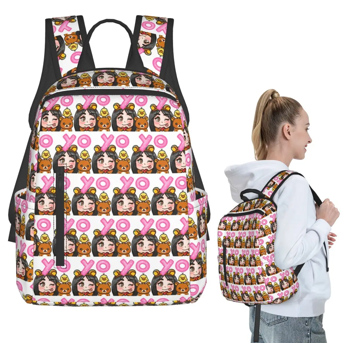 

Bears Yo Emote Backpack Student BookBag Children School Bag Laptop Shoulder Bags Men Women