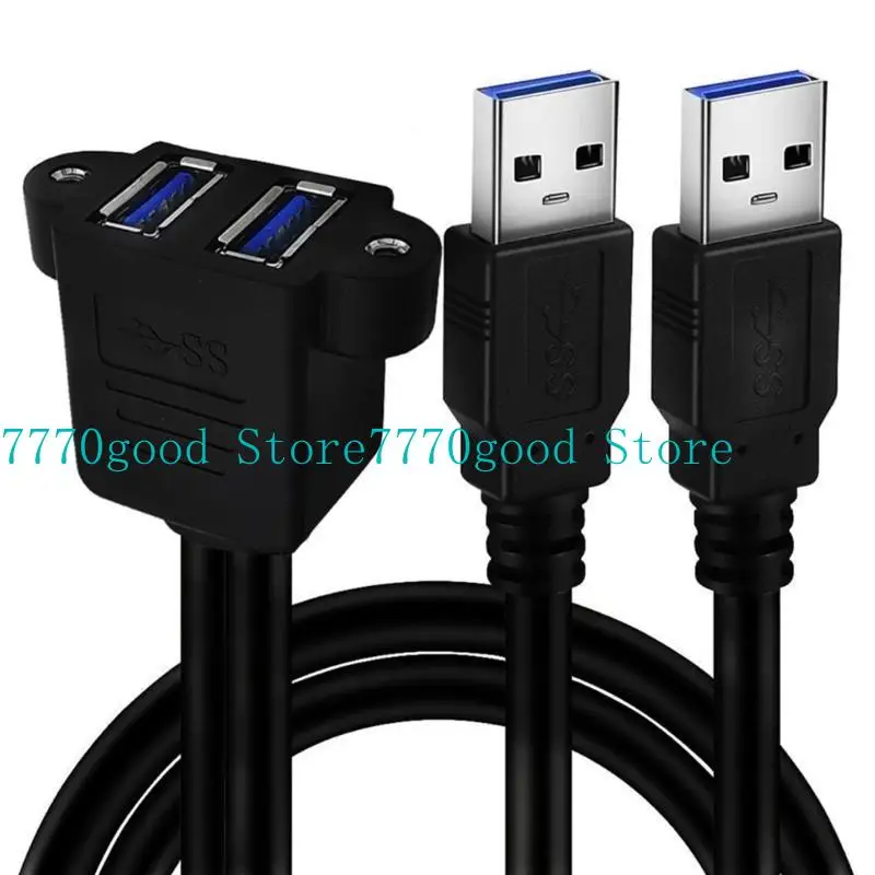 

652F Reliable USB3.0 Extension Cable USB3.0 Double Port Extension Cable with Screw Mount for Secure Panel Installation