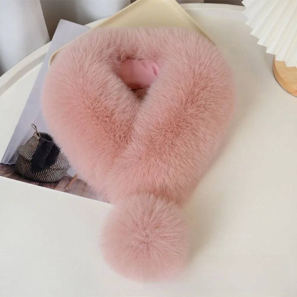 

Soft Thickened Plush Scarf Keep Warm Windproof Imitation Fur Scarf Neck Wrap Magnetic Cross Neck Warmer Winter