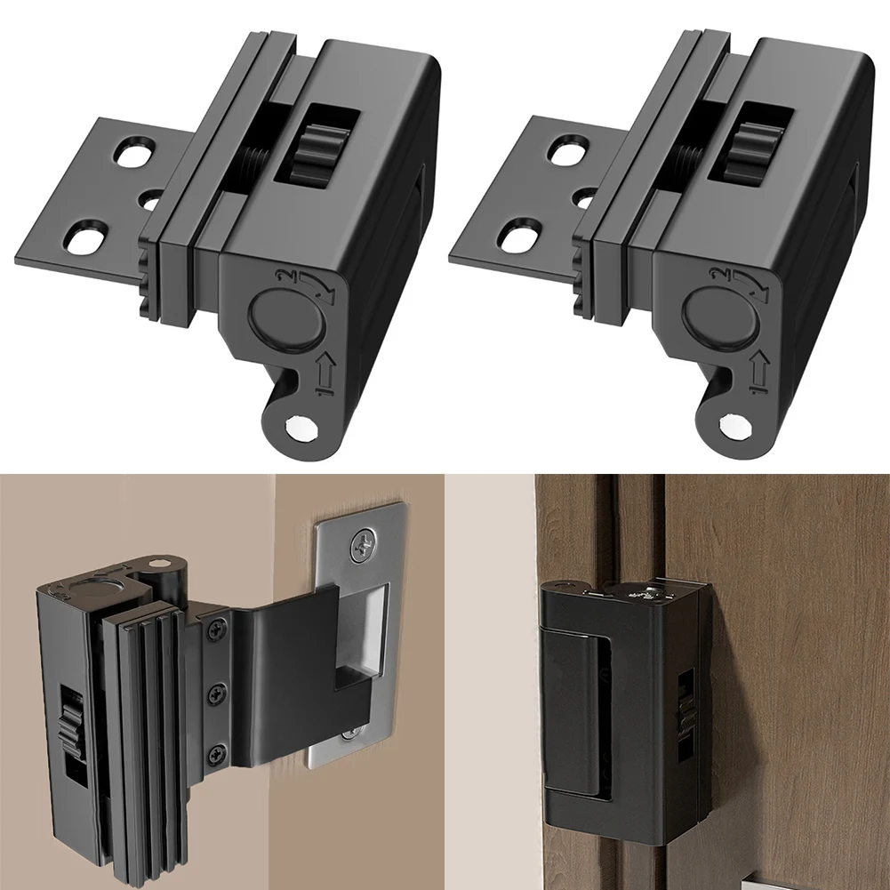 

Heavy Duty Door Reinforcement Lock with Adjustable Knob Aluminum Alloy Construction for Enhanced Security Black 2 Pieces
