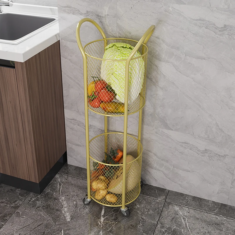 

Kitchen floor rack snack trolley mobile crack storage layered vegetable fruit and vegetable basket